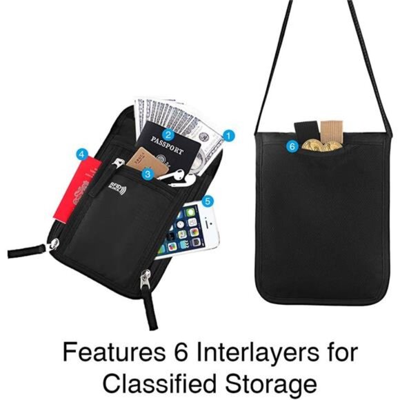 Travel Pouch Neck Wallet Family Passport Holder Organizer Case with RFID - Picture 3 of 7